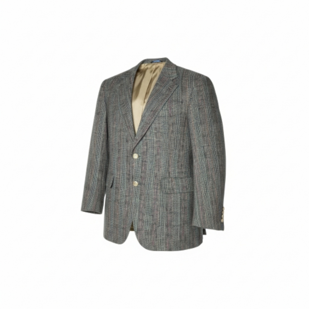 Polo Univeristy Club By Ralph Lauren Gray and Tan Plaid Blazer - Picture 2 of 11
